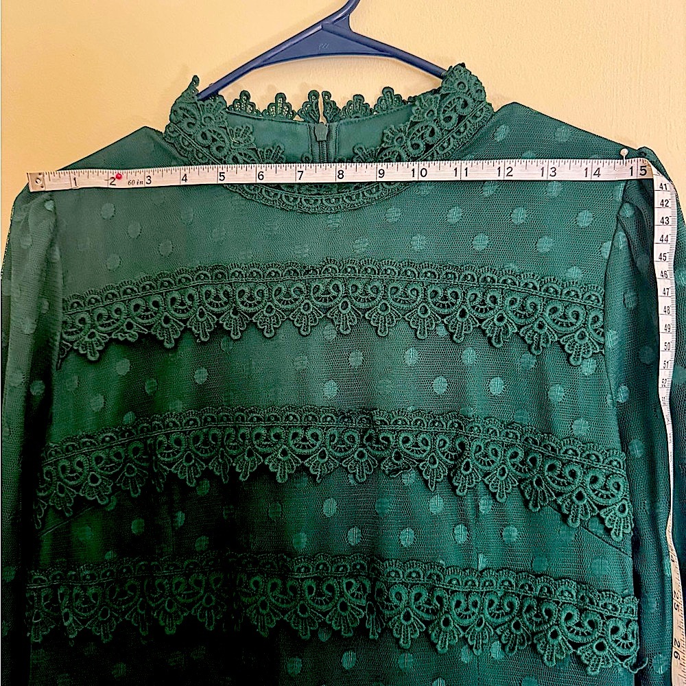 Dainty Jewells Teal Long Sleeve Lace Dress - Picture 7 of 10
